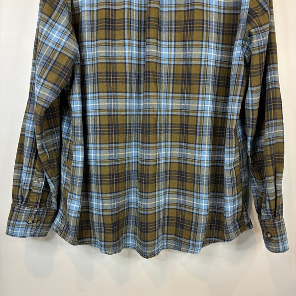 Eddie Bauer Bristol Cognac Blue Plaid Flannel Shirt Men’s XL - Picture 10 of 12